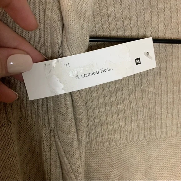 Revolve LAmade Twist Front Cardigan Dark Oatmeal Heather Size Medium NWT - Picture 5 of 8